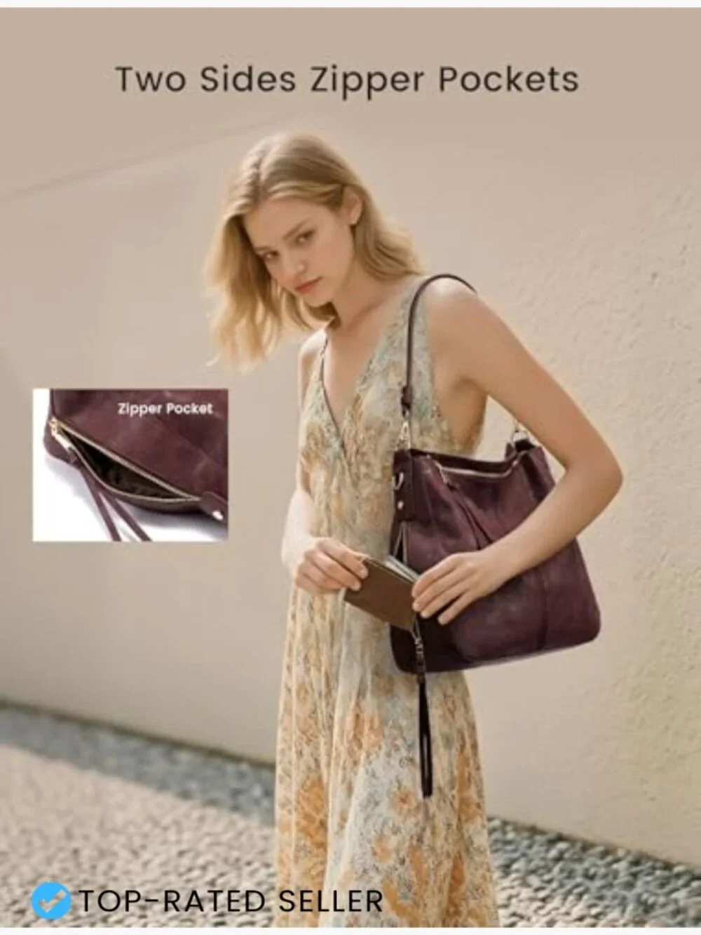Faux Leather Hobo Crossbody Bag Large Capacity Retro Shoulder Tote Purse